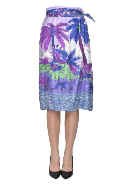 P.a.r.o.s.h Printed Silk Skirt In Multi