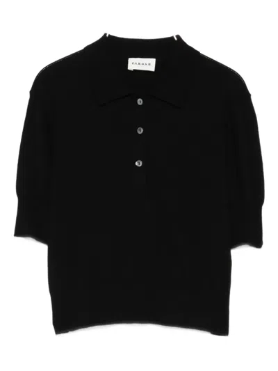 P.a.r.o.s.h Puff-sleeve Polo Top In Black