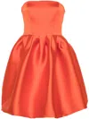 P.a.r.o.s.h Puffbal Satin Mini Dress In Orange