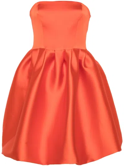 P.a.r.o.s.h Puffbal Satin Mini Dress In Orange