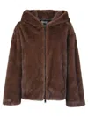 P.a.r.o.s.h Hooded Zip-front Jacket In Brown