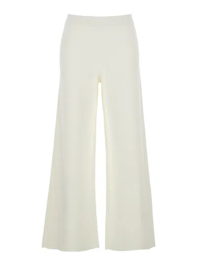 P.A.R.O.S.H WHITE PANTS WITH PULL-ON DESIGN AND WIDE LEG IN VISCOSE BLEND WOMAN