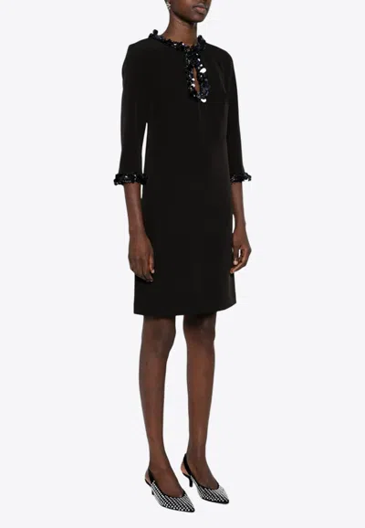 P.a.r.o.s.h Puppy Sequin-embellished Mini Dress In Black