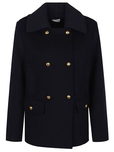 P.A.R.O.S.H PAROSH PURE WOOL BLAZER WITH GOLD BUTTON ACCENTS AND RIBBED KNIT COLLAR