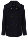 P.a.r.o.s.h Parosh Pure Wool Blazer With Gold Button Accents And Ribbed Knit Collar In Black