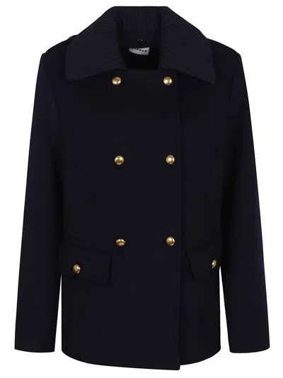 P.A.R.O.S.H PURE WOOL BLAZER WITH GOLD BUTTON ACCENTS AND RIBBED KNIT COLLAR