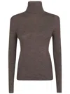 P.a.r.o.s.h Parosh Luxurious Wool Turtleneck Sweater With Ribbed Texture And Elegant Back Detail In Brown