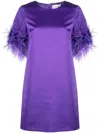 P.a.r.o.s.h Parosh Feathered Mini Dress In Purple