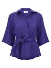P.a.r.o.s.h Purple Blitz Belted Blouse In Purple