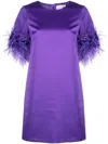 P.a.r.o.s.h Parosh Feathered Mini Dress In Purple