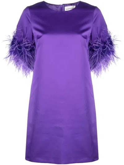 P.A.R.O.S.H PURPLE FEATHERED MINI DRESS