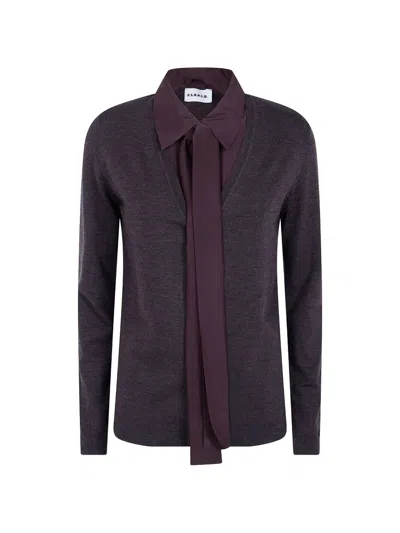 P.a.r.o.s.h Pussy-bow Layered-effect Sweater In Purple