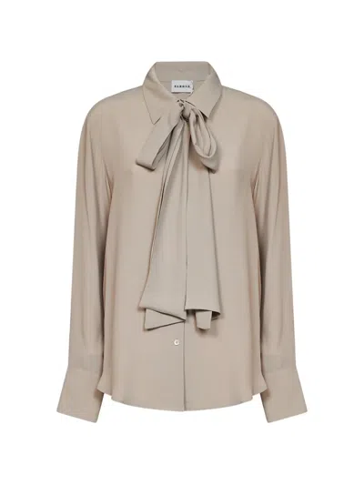 P.a.r.o.s.h Pussy-bow Long-sleeve Shirt In Neutrals