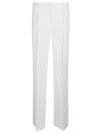 P.a.r.o.s.h Wide Leg Linen Blend Straight Trousers In White
