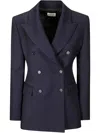 P.a.r.o.s.h Raisa25 Double-breasted Blazer With Notched Lapels In Blue