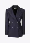 P.a.r.o.s.h Raisa25 Double-breasted Blazer With Notched Lapels In Blue