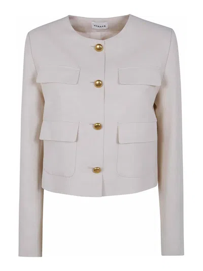 P.a.r.o.s.h Raisa26 Viscose Linen Jacket In Nude & Neutrals