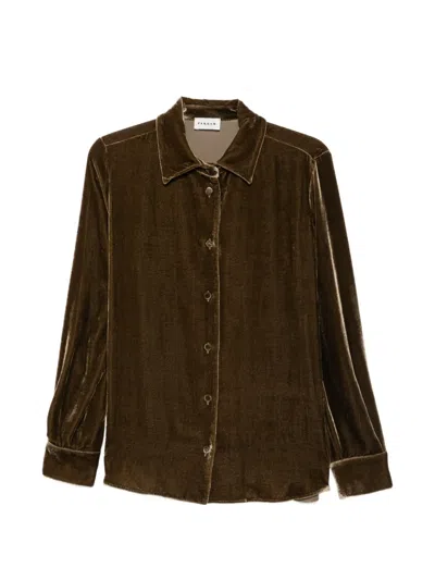 P.a.r.o.s.h Ravel Velvet-effect Long-sleeve Shirt In Brown