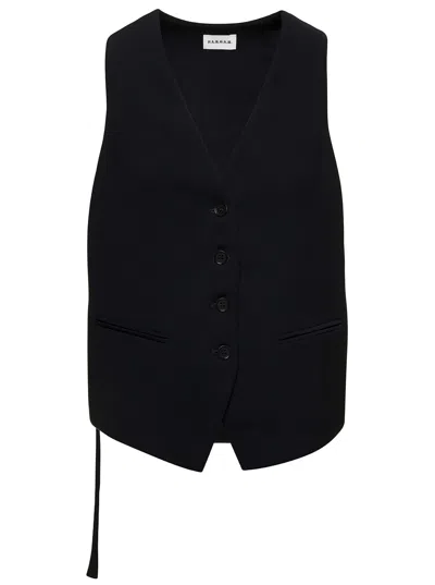 P.a.r.o.s.h Rear Belted Vest In Black