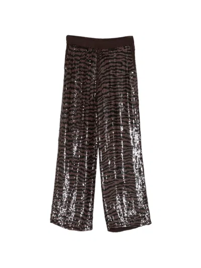 P.a.r.o.s.h Rebra Sequin-embellished Zebra-print Trousers In Brown
