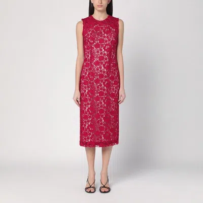 P.a.r.o.s.h Parosh  Red Lace Midi Dress In Multi