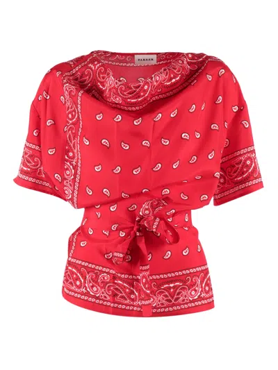 P.a.r.o.s.h Red Silk Paisley Tie Blouse In Pink