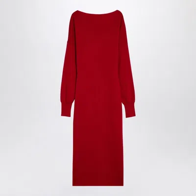 P.A.R.O.S.H P.A.R.O.S.H. RED WOOL AND CASHMERE MIDI DRESS