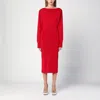 P.a.r.o.s.h Red Wool And Cashmere Midi Dress In Red