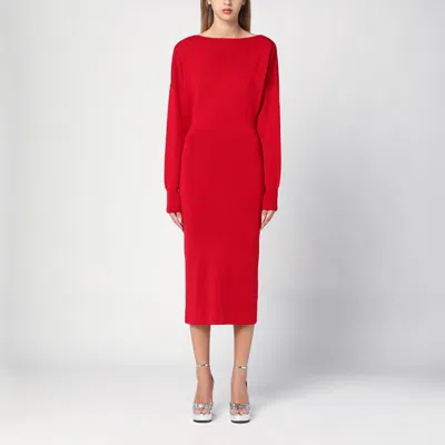 P.a.r.o.s.h Red Wool And Cashmere Midi Dress
