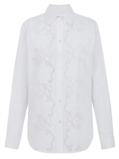 P.a.r.o.s.h Parosh Refined White Shirt With Floral Embroidery