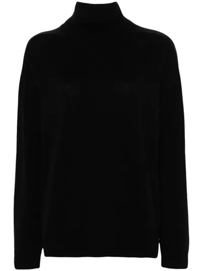 P.a.r.o.s.h Relaxed Fit Black Turtleneck Sweater In Luxurious Wool Blend