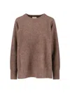 P.a.r.o.s.h Oversized Wool Sweater With Wide Round Neckline In Brown