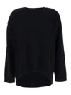 P.a.r.o.s.h Black Crewneck Sweater With Asymmetric Hem In Wool And Cashmere Woman