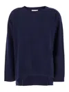 P.a.r.o.s.h Blue Crewneck Sweater With Asymmetric Hem