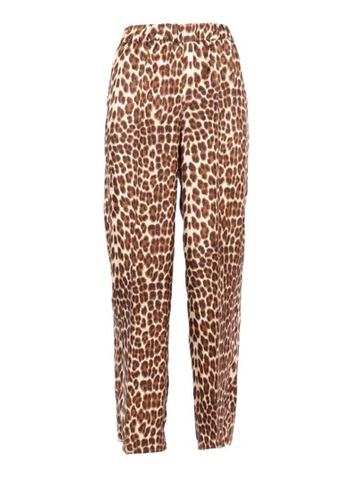 P.A.R.O.S.H RELAXED FIT LEOPARD PRINT SILK PANTS