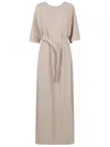 P.a.r.o.s.h Parosh Relaxed Fit Long Cady Dress With Keyhole Detail In Neutral