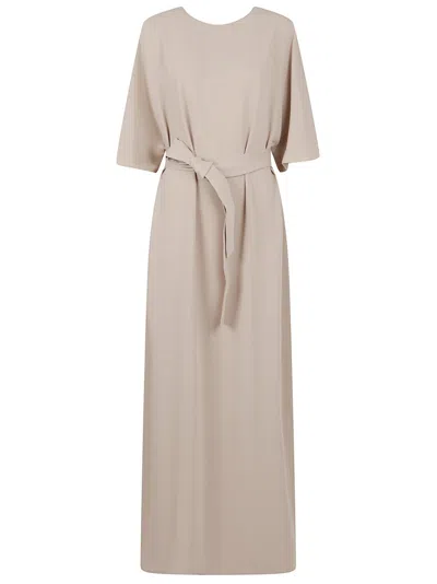 P.a.r.o.s.h Parosh Relaxed Fit Long Cady Dress With Keyhole Detail In Neutral