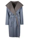 P.a.r.o.s.h Relaxed Fit Long Coat With Contrasting Collar In Blue