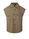 P.a.r.o.s.h Parosh Relaxed-fit Sleeveless Shirt With Front Pockets In Neutrals