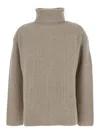 P.a.r.o.s.h Beige Turtleneck Sweater With Dropped Shoulders In Wool And Cashmere Blend Woman In Neutrals
