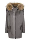 P.a.r.o.s.h . Relaxed Silhouette Wool Parka With Fur Trim In Gray