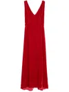 P.a.r.o.s.h Relur Maxi V-neck Velvet Dress In Red