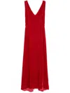 P.a.r.o.s.h Relur Maxi V-neck Velvet Dress In Red