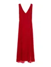 P.a.r.o.s.h Relur Maxi V-neck Velvet Dress In Red
