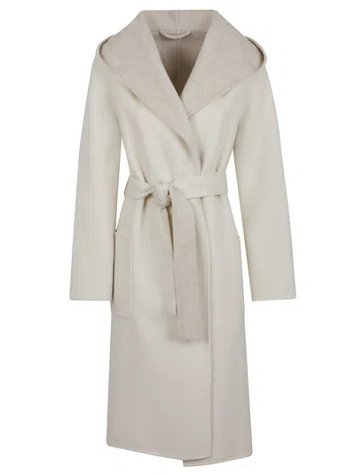 P.A.R.O.S.H PAROSH REVERSIBLE KNEE-LENGTH WOOL COAT WITH HOOD AND MATCHING BELT