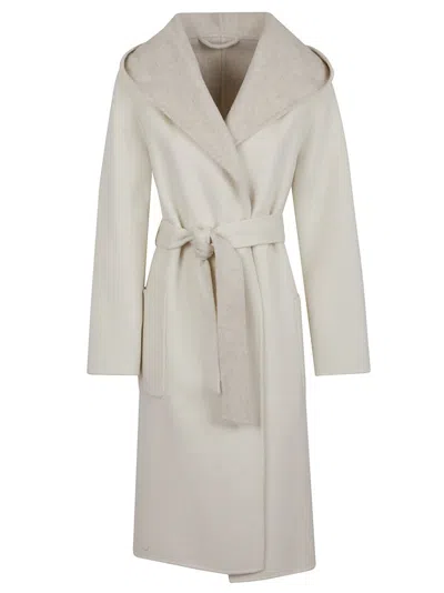 P.A.R.O.S.H REVERSIBLE KNEE-LENGTH WOOL COAT WITH HOOD AND MATCHING BELT