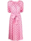 P.a.r.o.s.h Rhinestone-pattern Belted Dress In Rosa