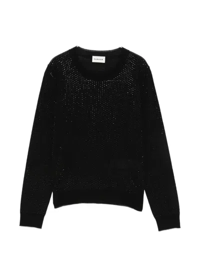 P.a.r.o.s.h Rhinestone-embellished Knitted Top In Black