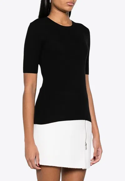 P.a.r.o.s.h Rib-knit Wool Top In Black