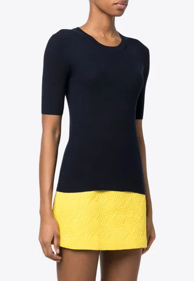 P.a.r.o.s.h Rib-knit Wool Top In Blue